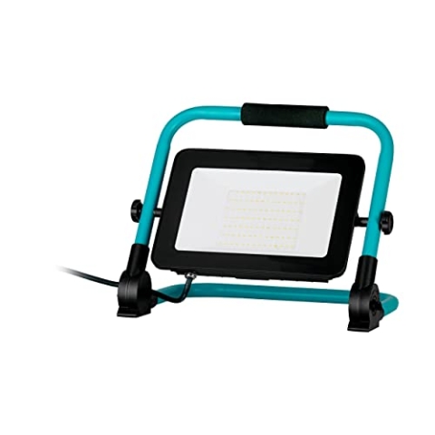 EGLO LED Baustrahler, tragbare Arbeitsleuchte aus Aluminium und Kunststoff, Arbeitsscheinwerfer in türkis und schwarz, Werkstattlampe schwenkbar, IP65, neutralweiß, 9000lm