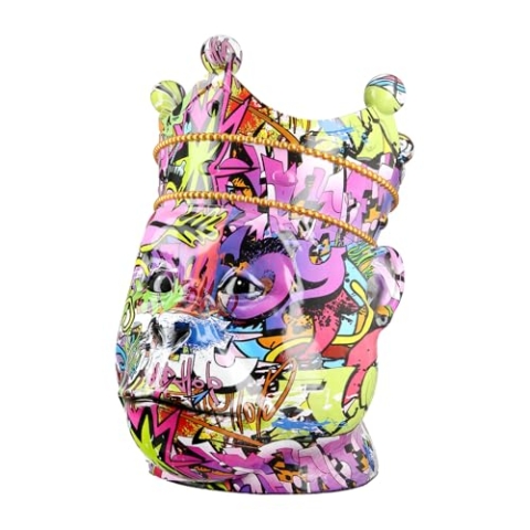 Casablanca Übertopf AFFE aus Kunstharz - glänzend - Mehrfarbig - Höhe 40 cm x Breite 25 cm - Graffiti