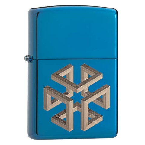 Zippo Feuerzeug, Messing, High Polish Blue - Isometric Box, Original Pocketsize, 88