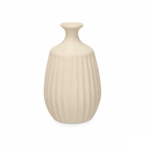 Vase, Beige, Keramik, 19 x 31 x 19 cm, 4 Stück, gestreift