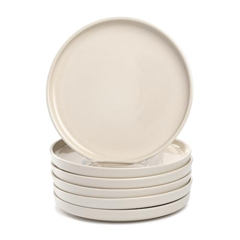 LEONARDO HOME Speiseteller ROMA 6er Set • Ø 22 cm • Mikrowellen- & Spülmaschinengeeignet • stapelbar • Keramik Geschirr für 6 Personen • Steingut-Teller mit glasierter Oberfläche • creme • 027258