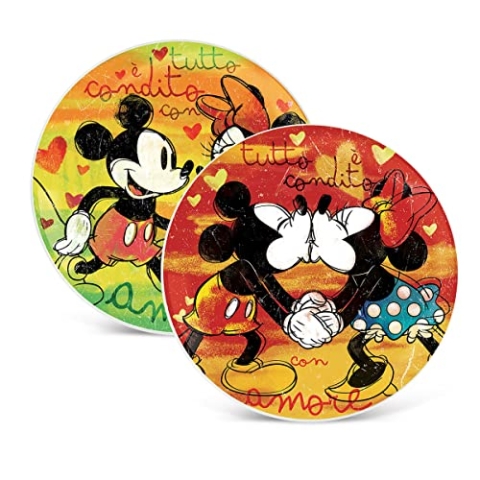 Egan, Set 2 Pizzateller grün und rot Mickey Love Sweet Love D.30