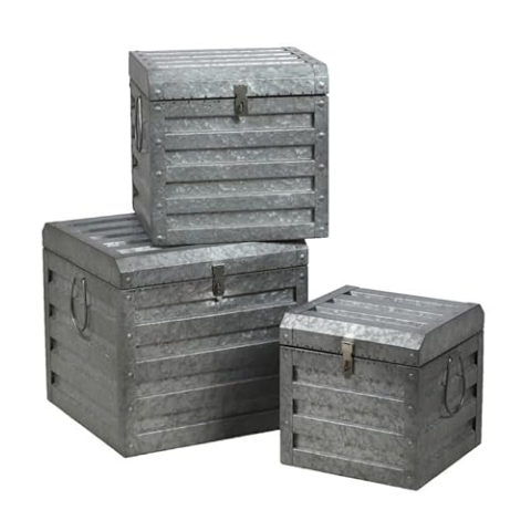 Urban living LOFT & METALL COFFRE EN METAL X3 S26X26XH27CM/M32X32XH31CM/L37X37XH35CM