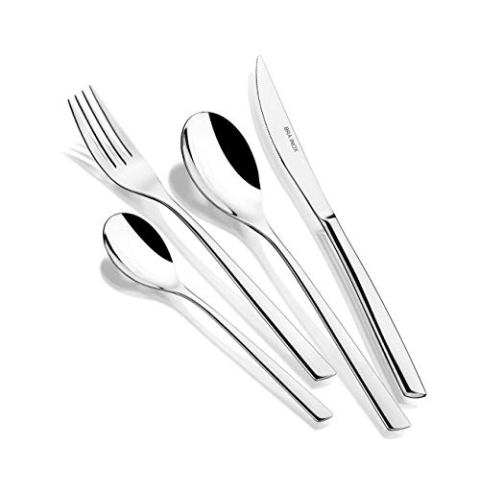 BRA Bari | 24-teiliges Edelstahlbesteckset mit Steakmesser, Edelstahl 18/10, modernes Design, glänzend polierte Oberfläche, Stärke 3,5 mm (6 Personen)