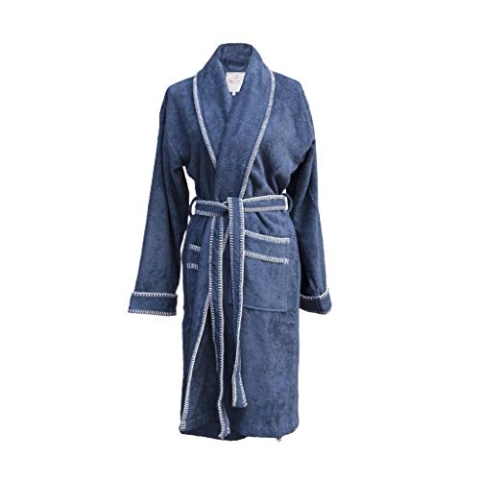Heckett Lane Bademantel 60% Baumwolle 40% Bambus Viscose Bamboo L Jeans Blue