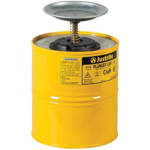 Justrite 10318 Container, Plunger Steel 4 L
