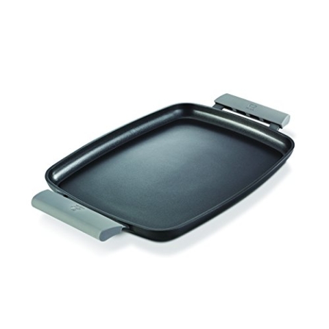 Beka Teppanyaki Platte PLANCHA Antihaftbeschichtete Grillplatte 47 cm flach, inklusive Silikongriffe, Aluminium, Schwarz