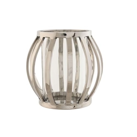 Home ESPRIT Kerzenhalter, versilbert, Glas, Stahl, 14 x 14 x 14 cm