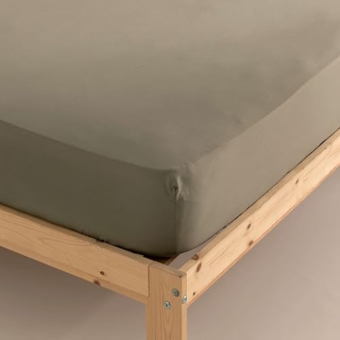 Belum | Spannbettlaken, 100% Baumwolle, Fadenzahl 300, für Betten von 135/140 cm, Maße: 140 x 200 cm + 35 cm, Modell: Desert Sage | Spannbettlaken, Satin, extra weich und angenehm
