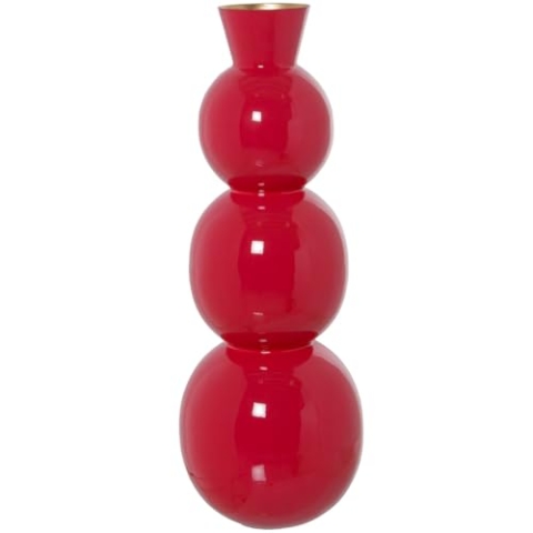 Alexandra House Living Vase aus Metall, Rot, 17 x 17 x 45 cm
