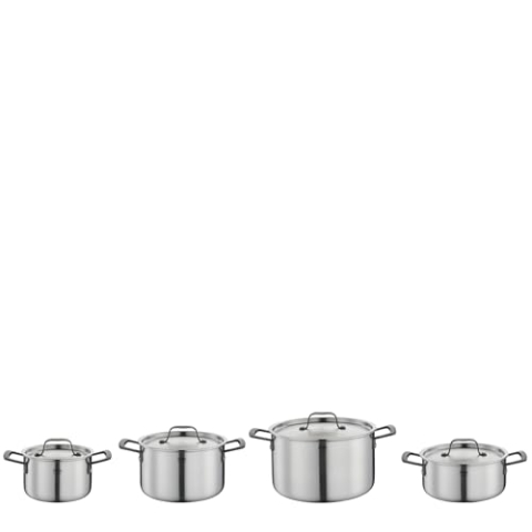 Spring Topf-Set GOURMET, 4-teilig, Mehrschichtige Töpfe mit Deckel aus Edelstahl, Backofengeeignet, Mit Innenskalierung, Kochtopf Ø 16, 20, 24 cm, Bratentopf Ø 20 cm, Schwarz
