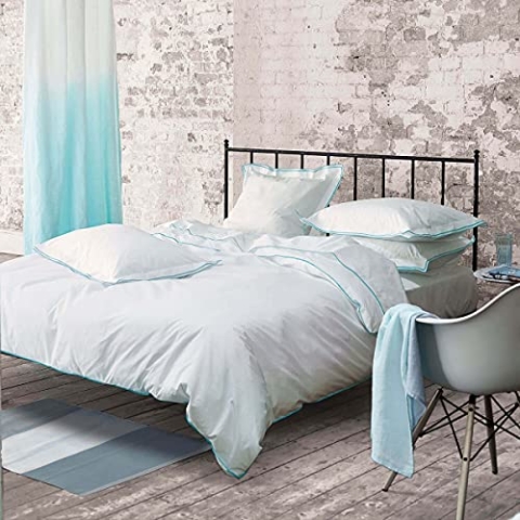 Designers Guild Astor Bettbezug, Baumwollperkal, 200 x 200 cm, Dunkelblau/Türkis