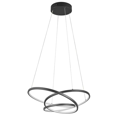 Trio Leuchten LED Pendelleuchte Darvin 349110132, Metall Schwarz matt, inkl. 34 Watt LED, Lichtfarbe einstellbar, Switch Dimmer