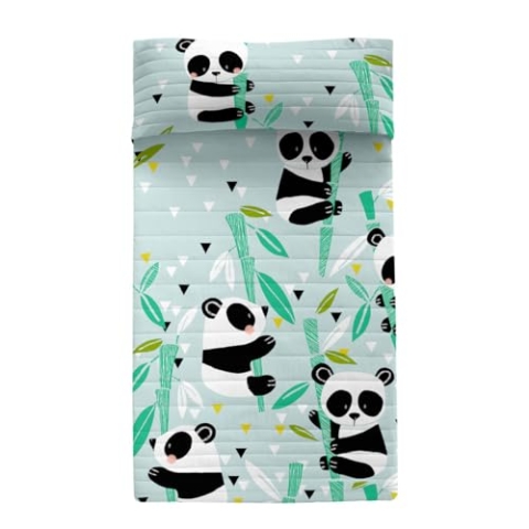 HappyFriday Moshi Tagesdecke Moshi, Blau, 200 x 260 cm, Pandabär