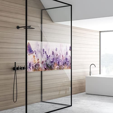 Fensterfolie Blickdicht – Lavendelfeld – Aufkleber für Fenster & Duschtür – 40 x 200 cm