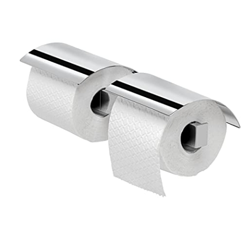 Geesa Wynk Toilettenpapierhalter doppelt, bietet Platz für 2 Rollen Toilettenpapier, mit Deckel, Farbe: Chrom, 294 x 50 x 133 mm