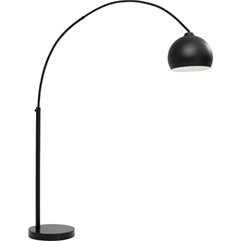Kare Design Stehleuchte Lounge Small Deal Eco, Schwarz, Bogenlampe, Stehlampe, Stahlgestell, Stahl Schirm, höhenverstellbar, kein Leuchtmittel inklusive, 175x39x163 cm (H/B/T)