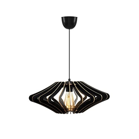 Opviq Elegant Black Angel Chandelier (2 Pieces), Adjustable Cable, 55 cm Height, 47 cm Diameter, E27 Socket, Modern Scandinavian Design for Stylish Interiors