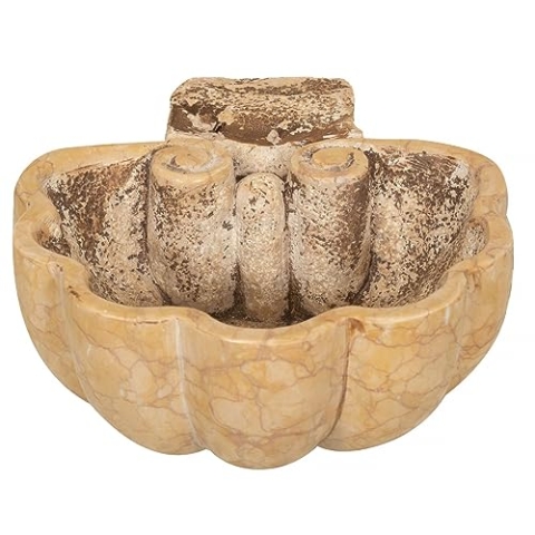 Biscottini Weihwasserkessel aus Marmor 26,5 x 29,5 x 12 cm, Sockel für Gartenbrunnen, Waschbecken für den Außenbereich, Stein, Pflanzgefäß für den Garten, groß