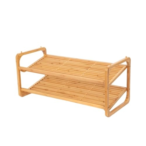 Compactor RAN8723 Bambus-Schuhregal für bis zu 8 Paar Schuhe, stapelbar, Abmessungen: 75 x 33 x Höhe 34 cm, Braun