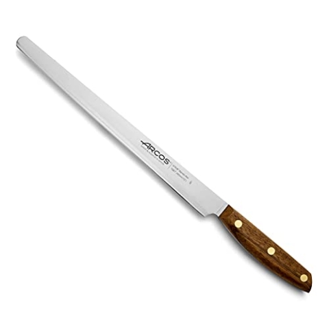 Arcos Serie Nordika - Schneidmesser | Schinkenmesser - Edelstahl NITRUM - Klinge 250 mm - Ovengkol Holzgriff 100% natürlicher FSC - 100% recycelte Verpackung, Braun