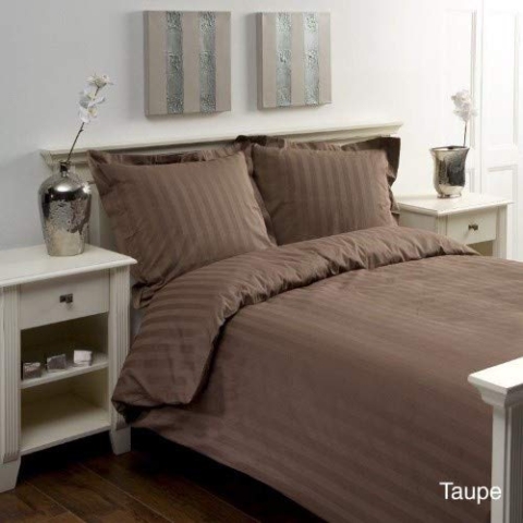 Papillon Satin Streif Bettbezüge Taupe, Baumwolle, 200 x 200/220 cm