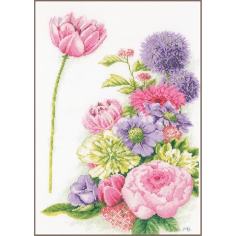 Lanarte Kreuzstich Stickpackungen Gezählter Kreuzstichbilder Set BLUMIGE SCHÖNHEIT Wanddekoration Handarbeit Set für Erwachsene 32 x 48 cm DIY Deko Bastelset Handwerker Kreative Geschenkset