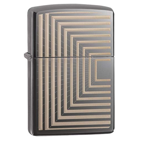 Zippo - 150 Boxed Lines Design, Black Ice - Sturmfeuerzeug, befüllbar, in hochwertiger Geschenkbox, 49071, Black Ice Boxed Lines, One Size