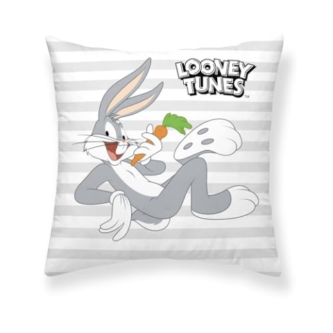 BELUM | Kissenbezug 100% Baumwolle 45 x 45 cm Modell Looney Characters A | Kissenbezug Looney Tunes | Kissenbezug Half Panama 100% Bio-Baumwolle