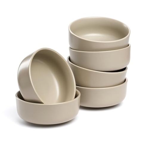 LEONARDO HOME Schälchen ROMA 6er Set • Ø 15,7 cm • Mikrowellen- & Spülmaschinengeeignet • stapelbar • Keramik Geschirr für 6 Personen • Dessert-Schale, leicht matte Oberfläche • beige • 026364