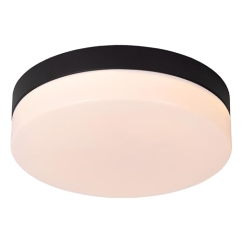 LUCIDE BISKIT - Deckenleuchte Badezimmer - Ø 23 cm - LED - 1x12W 2700K - IP44 - Bewegungssensor - Schwarz