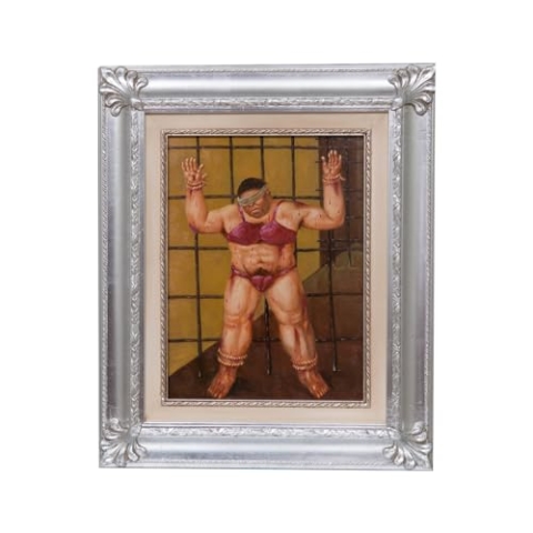 Biscottini Handgemalte Ölgemälde auf Leinwand mit Holzrahmen Blatt-Silber, 50,5 x 60,5 cm