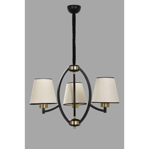 Opviq Elegant Chandelier with Metal Body, Adjustable Height, 60 cm Diameter | Beige, Black & Gold | E27 Socket, Max 40W | Perfect for Modern Interiors