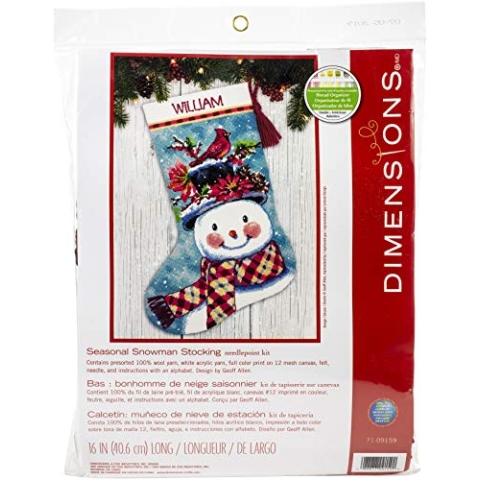 Dimensions 71-09159 Needlepoint Set, Leinen, Saisonaler Schneemann mit Wolle genäht, 16" Long