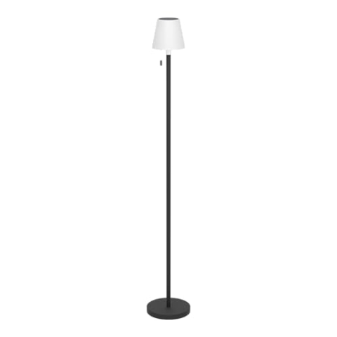 EGLO Solar Stehlampe Montapalma-L, kabellose Akku Standleuchte mit Zugschalter, Lampe Wohnzimmer dimmbar aus Stahl in schwarz, Kunststoff in weiß, warmweiß, RGB, IP54