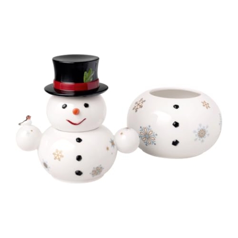 Villeroy & Boch – Christmas Toy's Keksdose 3 teilig "Schneemann" Weiß, Gebäckdose, Aufbewahrungsdose, Vorratsdose, Süßigkeiten Aufbewahrung, Premium Porzellan