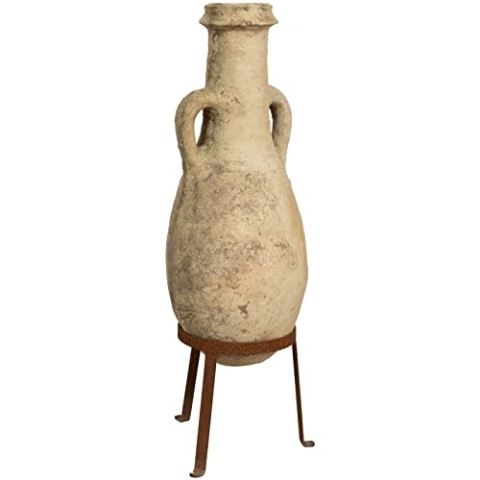 Biscottini Alte Amphore mit Terracotta-Griffen - Amphore Basis aus Eisen