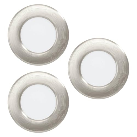 EGLO connect.z Smart-Home 3er-Set LED Bad-Einbaustrahler Fueva 6-Z, Ø 8,8 cm, ZigBee, App und Sprachsteuerung Alexa, warmweiß-kaltweiß, dimmbar, 3 Einbauspots silber, IP44
