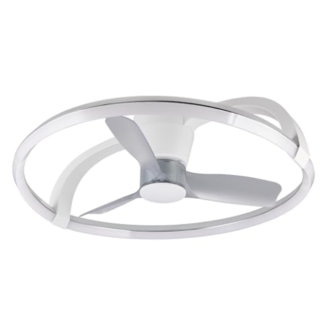 Reality Leuchten LED Deckenventilator mit Beleuchtung Stockholm R64262131, Kunststoff Weiß matt, 6 Geschwindigkeiten, Sommer- Winterbetrieb, Fernbedienung, Dimmer, Timer, Nachtlicht, Lichtfarbe