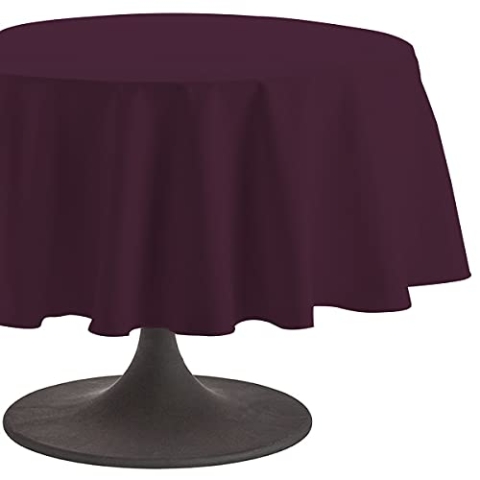 Coucke Tischdecke rund Uni aubergine Baumwolle 235 cm
