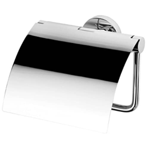 Geesa Nemox Toilettenpapierhalter mit Deckel, Toilettenrollenhalter aus Edelstahl, Farbe: Chrom, 128 x 127 x 51 mm
