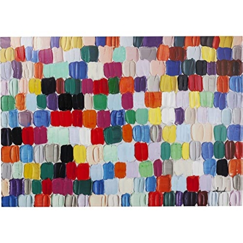 Kare Design Bild Touched Colorful Dots, Massivholz Rahmen, handgemalte Details mit Ölfarben, Baumwollleinwand, Acrylfarbe, Kunstdruck, Abstrakt, Modern, Wohnzimmer, Schlafzimmer, Flur, 140x200x3,5cm