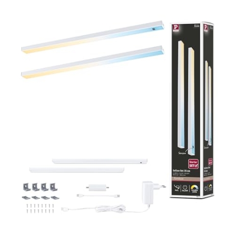 Paulmann 98611 LED Unterschrankleuchte Inline Starterset 2x4W 350x26mm 2x350lm 24V Weiß matt Tunable White