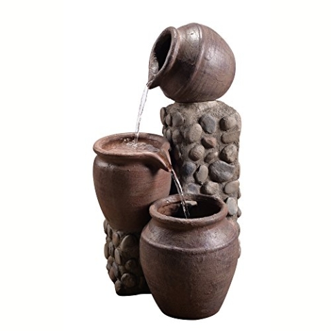 Peaktop Dekor Garten Terrasse Topf Wasserfall VFD8210, Steingrau