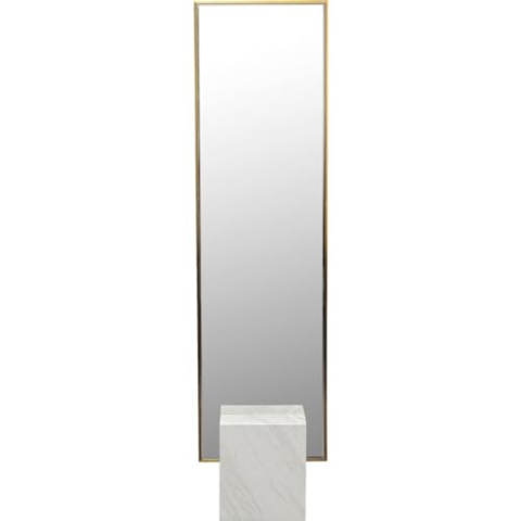 Kare Design Standspiegel Hulda, Gold, Spiegel, Ankleidespiegel, mit Rahmen, Marmor Standfuß, Schlafzimmer, Flur, 180x46 cm (L/B)