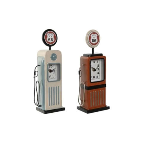 Home ESPRIT Tischuhr Blau Orange Metall Glas Vintage 12 x 7,5 x 32 cm (2 Stück)