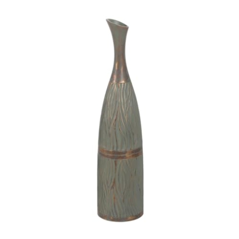 BigBuy Home Vase, Grün, Gold, Polyresin, 14 x 14 x 60,5 cm