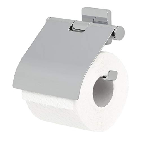 Tiger Dock Toilettenpapierhalter mit Deckel, schwenkbarer Papierrollenhalter aus verchromtem Edelstahl, BxHxT: 13,2 x 13,5 x 4,1 cm