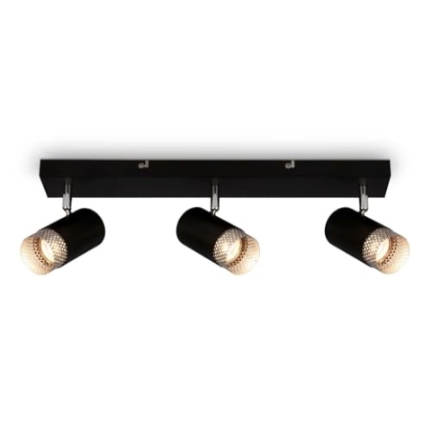 BRILONER – Deckenlampe, Deckenleuchte, Lampe, Lampenschirm Gitter, Schwenkbar, Wohnzimmerlampe, Schlafzimmerlampe, Küchenlampe, Schwarz-Chrom-Matt