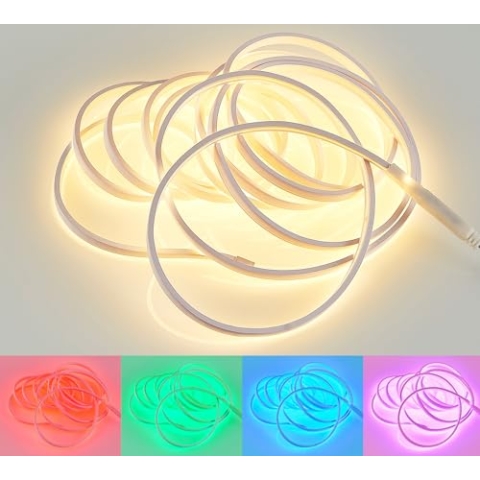 Reality Leuchten LED Stripe Neon R65585100, Kunststoff weiß, inkl. 20 Watt RGB LED, 500cm kürzbar, Fernbedienung